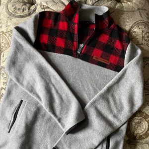 Simply Southern Red Buffalo Plaid Fleece Quarter Zip